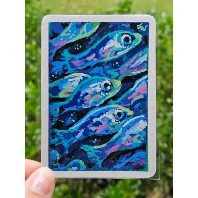 School of Fish aceo art card thumbnail 2