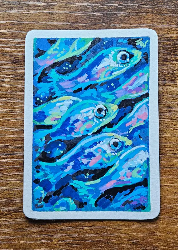 School of Fish aceo art card