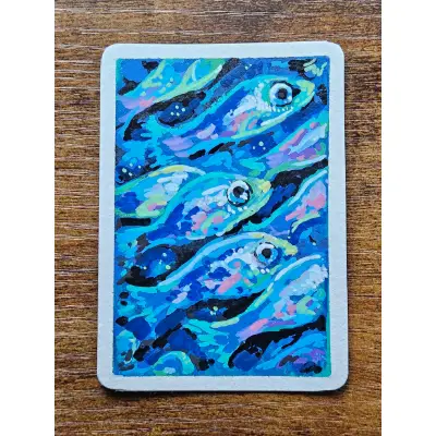 School of Fish aceo art card thumbnail 1