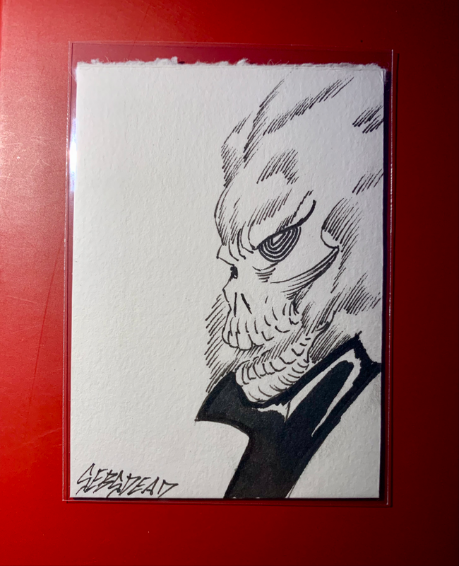 Original Aceo Skull hand drawn artist trading card aceo art card
