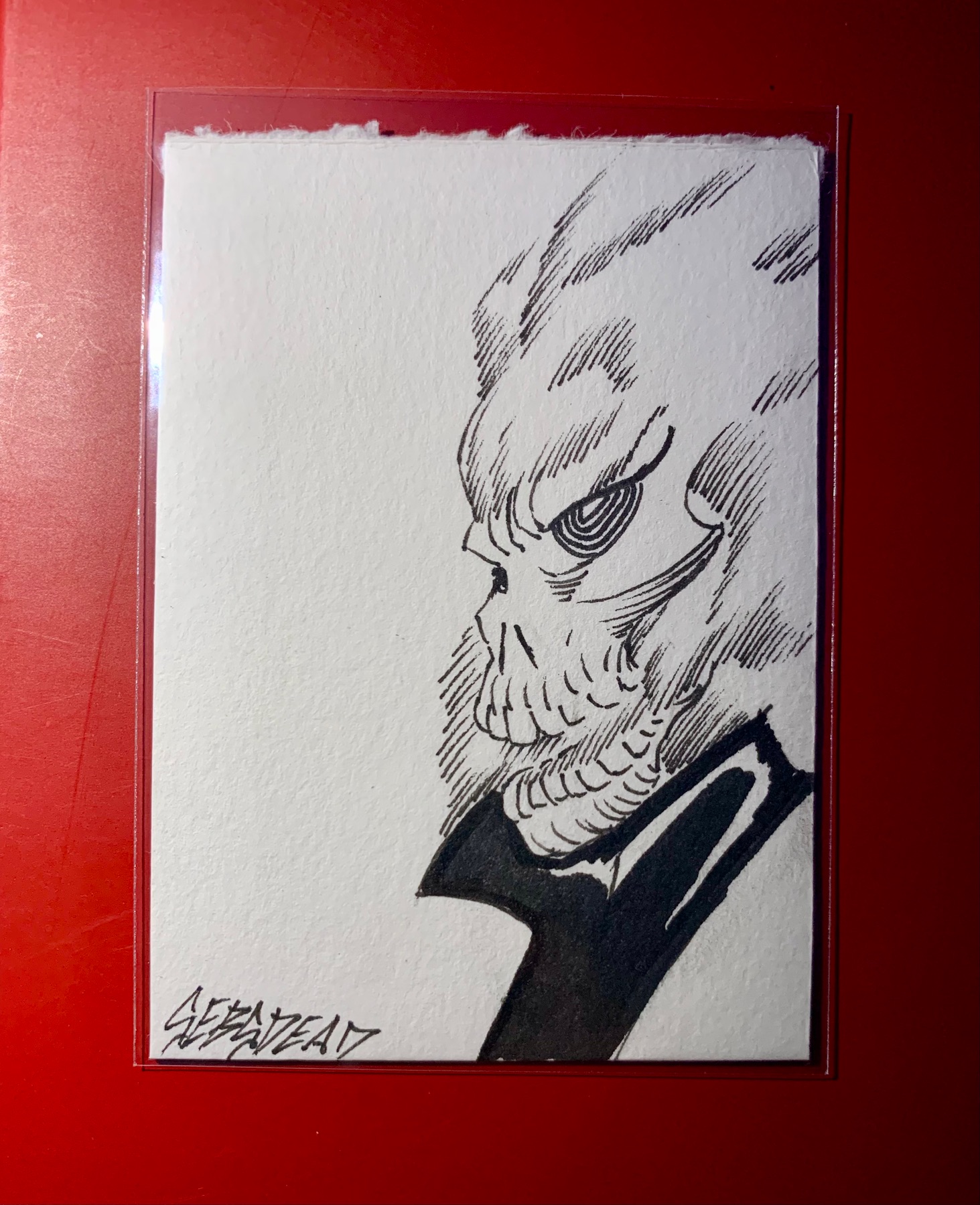 Original Aceo Skull hand drawn artist trading card aceo art card