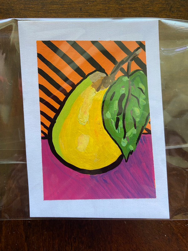 Neon Pear 🍐 aceo art card