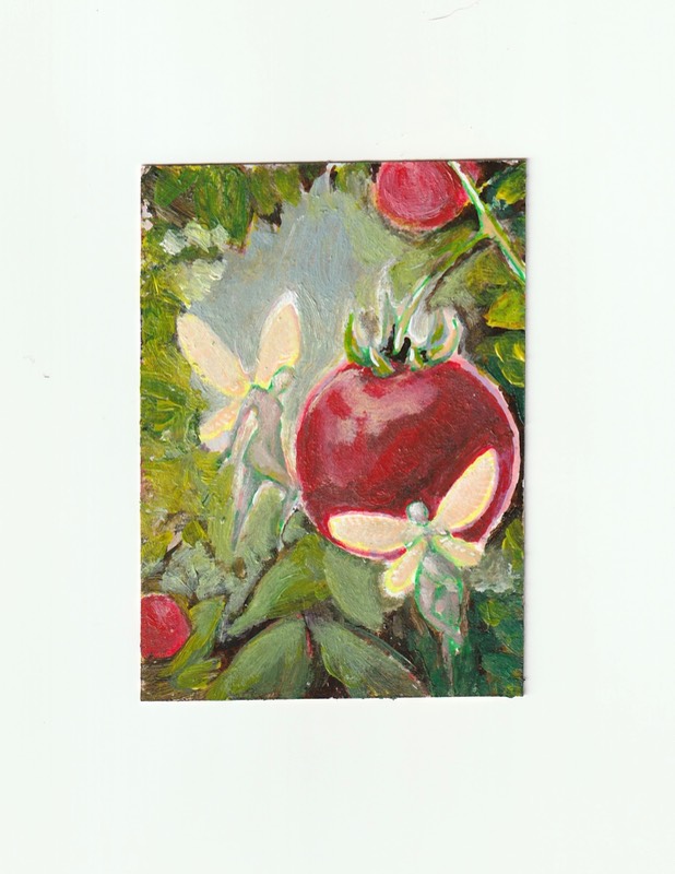 Tomato Fairies aceo art card
