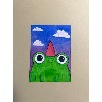 Froggy gaze aceo art card thumbnail 1
