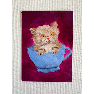 Scaredy Cat aceo art card thumbnail 1