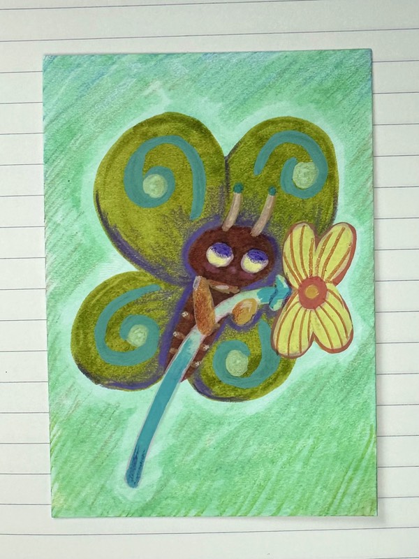 whimsy butterfly aceo art card