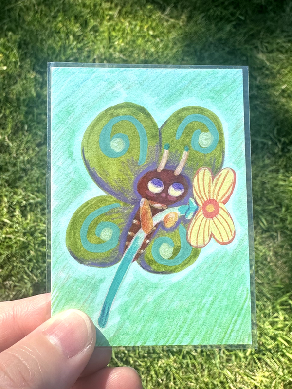 whimsy butterfly aceo art card