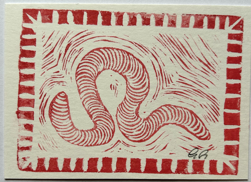 Worm #7 aceo art card