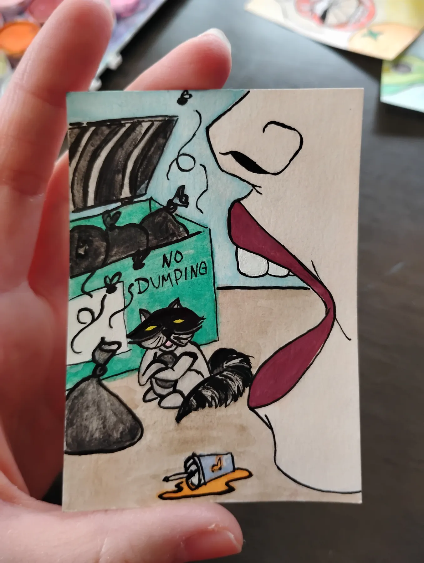 Caught Red Handed aceo art card