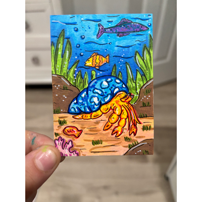 Hermit Crab | Sea Creature Illustration aceo art card thumbnail 3