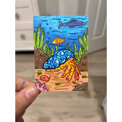 Hermit Crab | Sea Creature Illustration aceo art card thumbnail 1