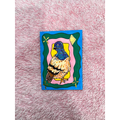 Groovy Abstract Pigeon aceo art card thumbnail 2