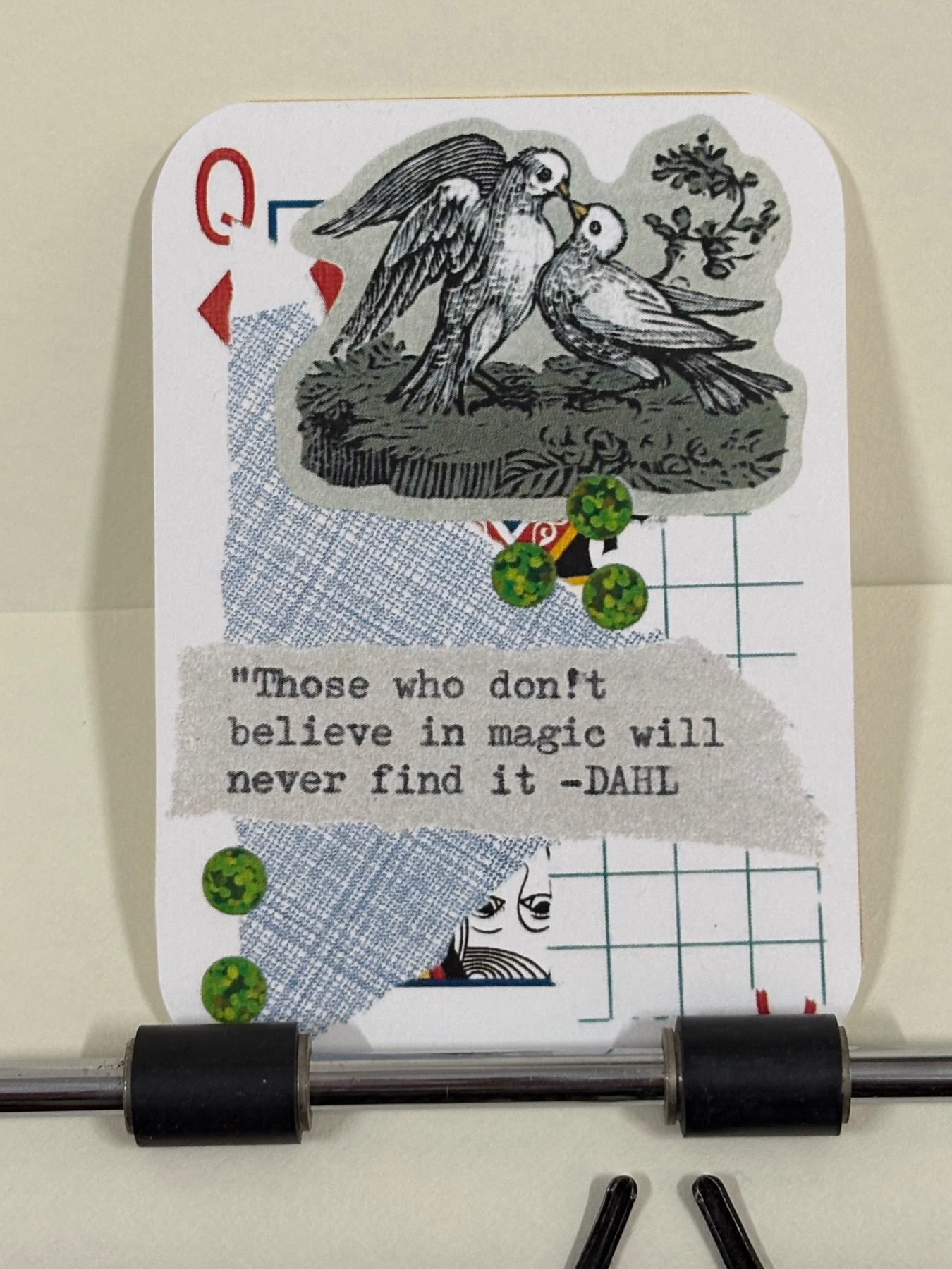 Roald Dahl quote Birds print by Mazerzine micro collage aceo art card