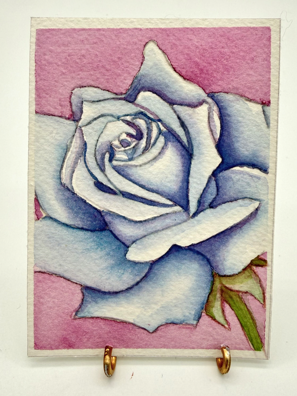 Blue Rose aceo art card