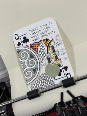 Ben Franklin quote micro collage by Mazerzine print wise words altered playing card aceo art card thumbnail 2