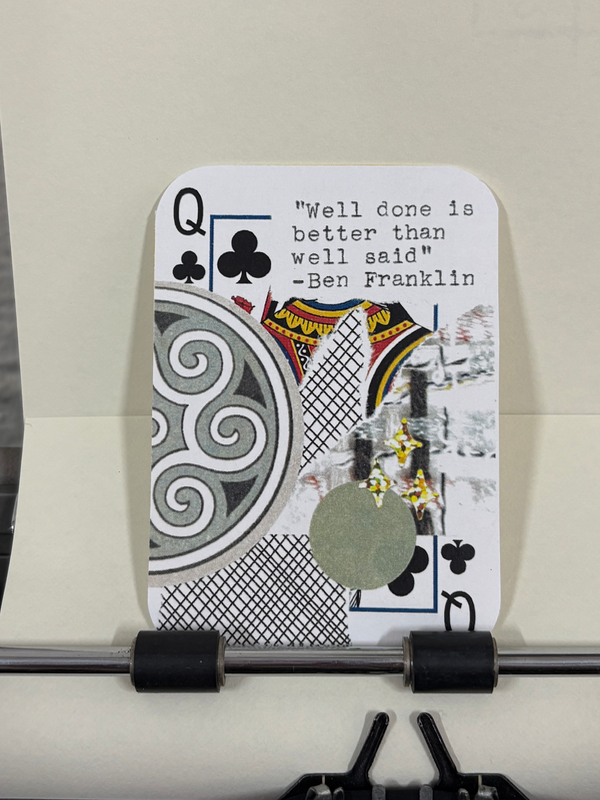 Ben Franklin quote micro collage by Mazerzine print wise words altered playing card aceo art card