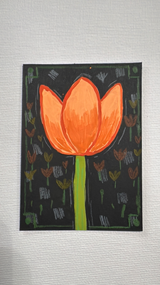 Orange Tulip aceo art card thumbnail 2