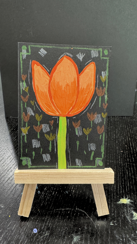 Orange Tulip aceo art card