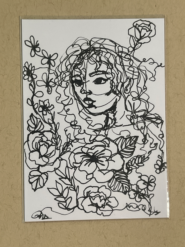 Flowers in Fineline aceo art card