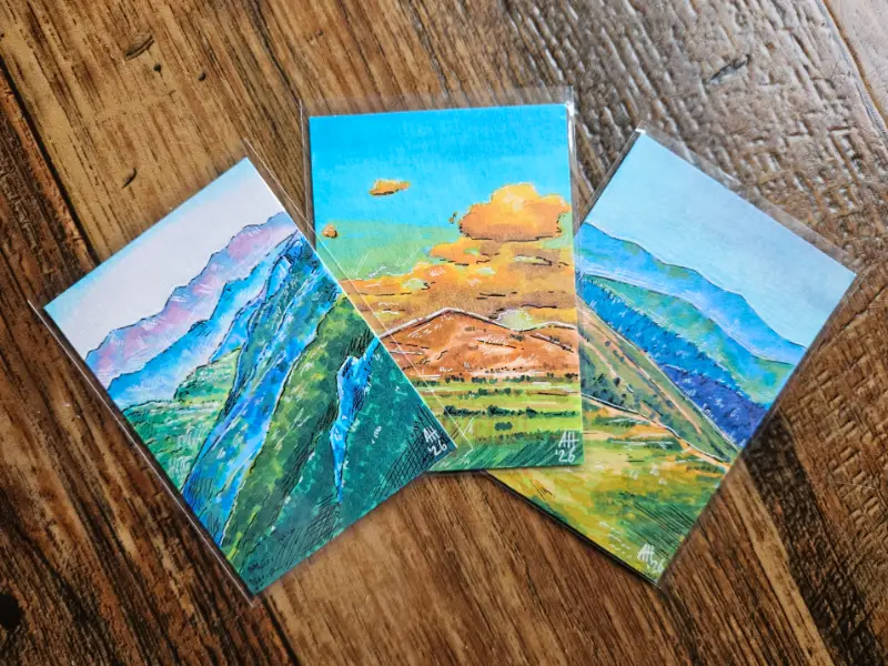 THREE Landscape Study ACEOs aceo art card
