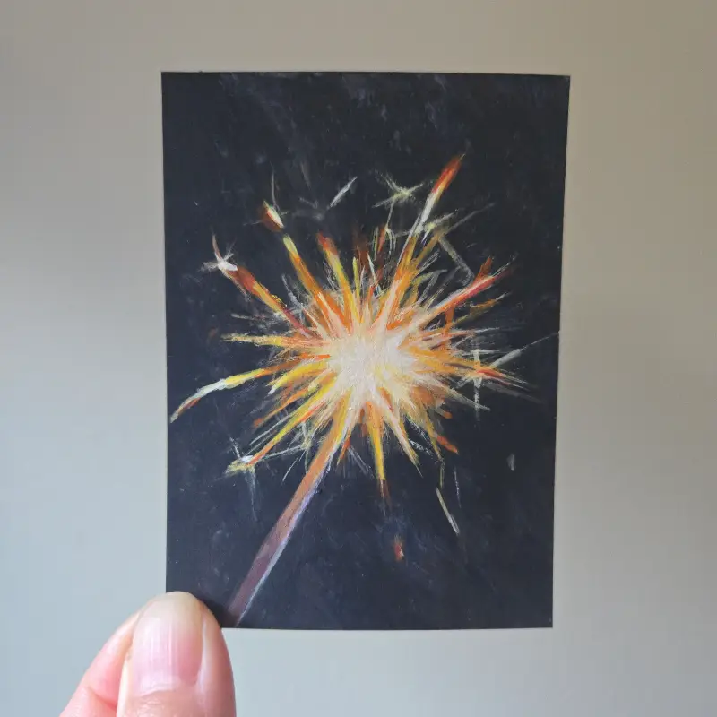 Sparkler Fireworks aceo art card