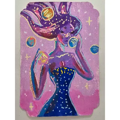 Gathering Planets aceo art card thumbnail 1