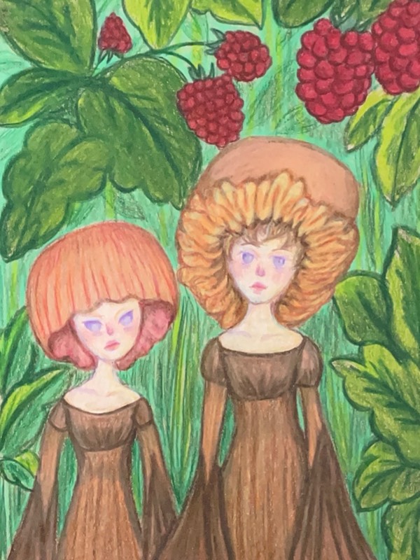 Mushroom fairies aceo art card