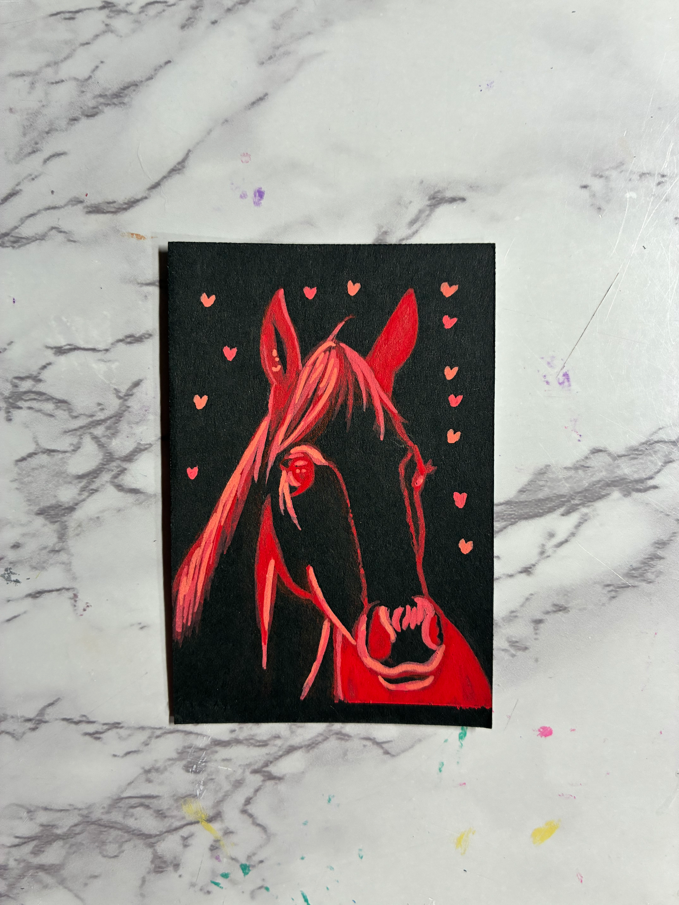 Valentine’s Day horse aceo art card