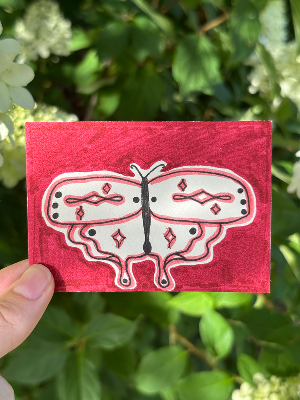 Whimsical Butterfly Series (Red Butterfly) aceo art card