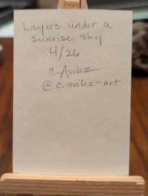 ACEO Unique watercolor landscape sunrise and mountains art card aceo art card thumbnail 2