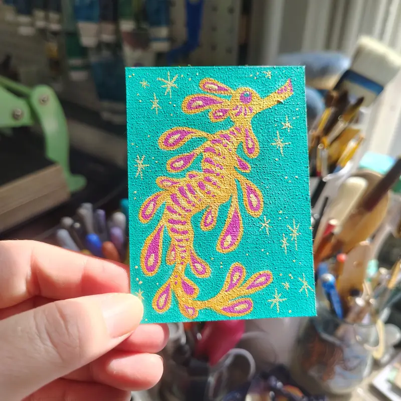 Tropical Sea Dragon by Mae Be Magpie aceo art card