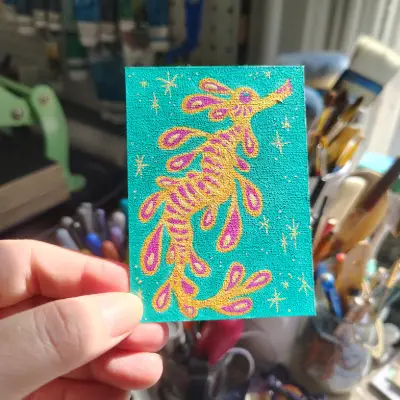 Tropical Sea Dragon by Mae Be Magpie aceo art card thumbnail 1