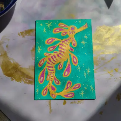 Tropical Sea Dragon by Mae Be Magpie aceo art card thumbnail 2