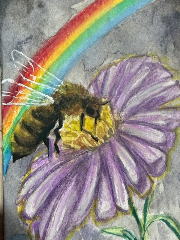 Bee after the storm aceo art card
