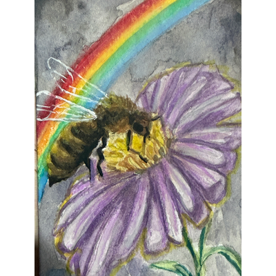 Bee after the storm aceo art card thumbnail 1