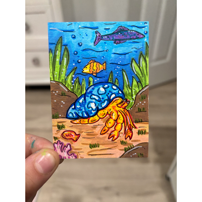 Hermit Crab aceo art card thumbnail 1