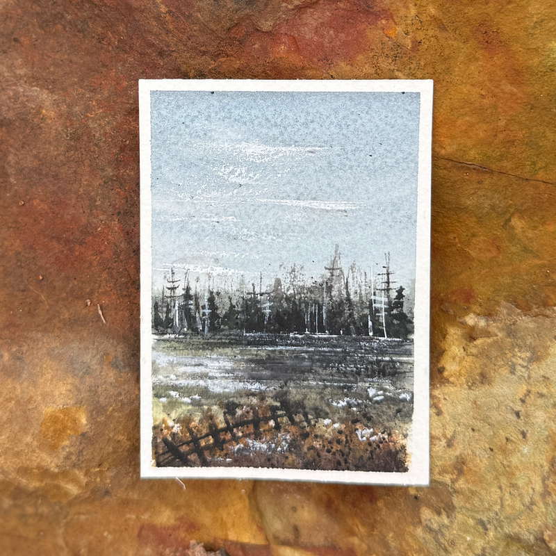 Abstract Lake aceo art card