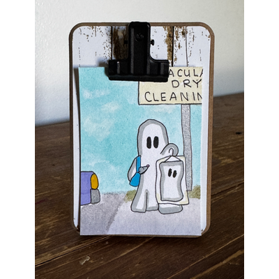 Gertrude runs Errands Series 4/8: Picking up Dry Cleaning aceo art card thumbnail 2