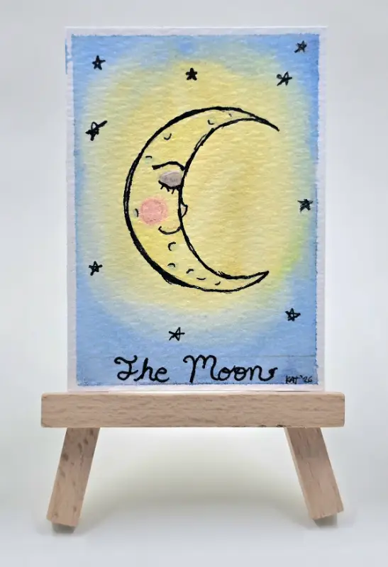 The Moon- tarot inspired aceo art card