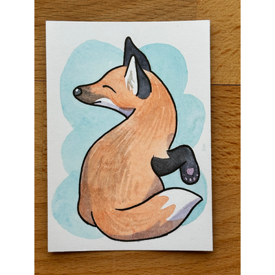 Original Feelin Foxy aceo art card thumbnail 1
