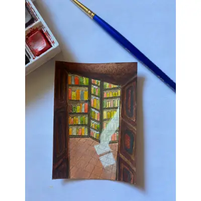 Library No. 2 aceo art card thumbnail 1