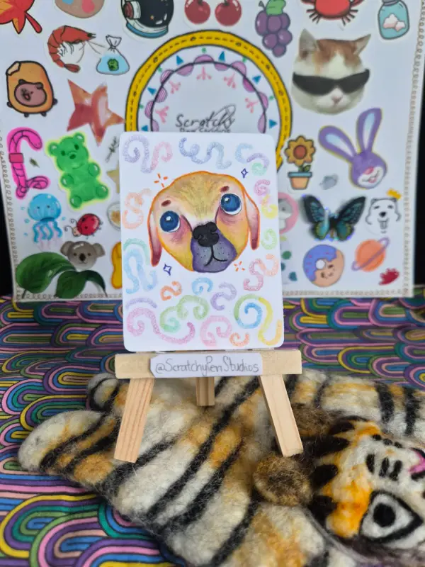 "Mr. Pudgy" Animal, Dog aceo art card