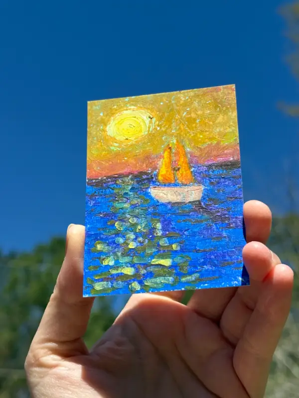 Sailboat at Sunset aceo art card