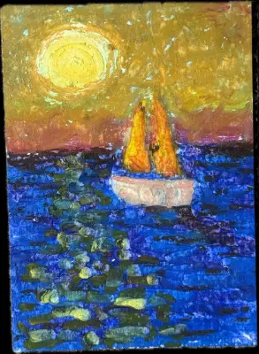 Sailboat at Sunset aceo art card thumbnail 2
