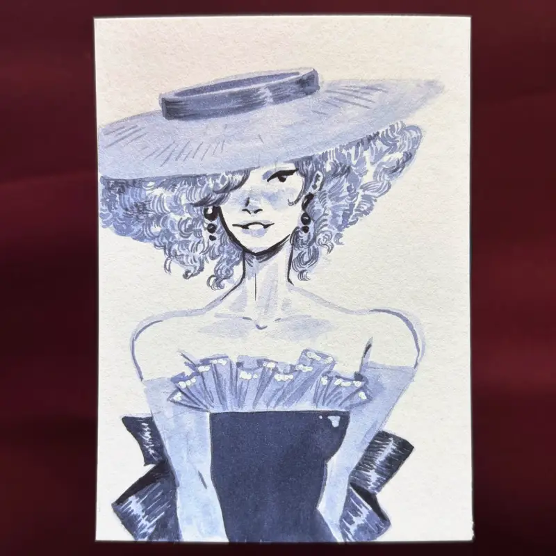Met Gala Hat aceo art card