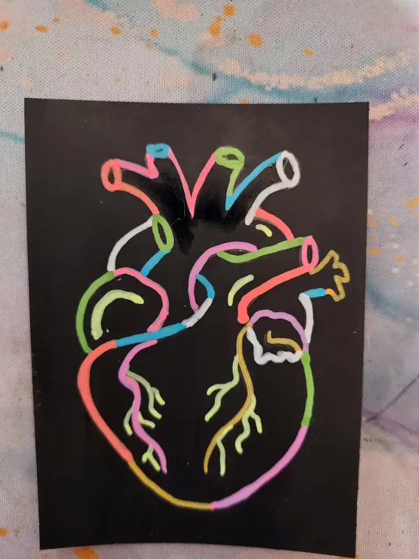 Neon Heart aceo art card