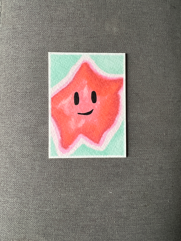 ACEO Original Super Mario Pink Glowing Star by Erica Ferlet Art 3 of 3 aceo art card