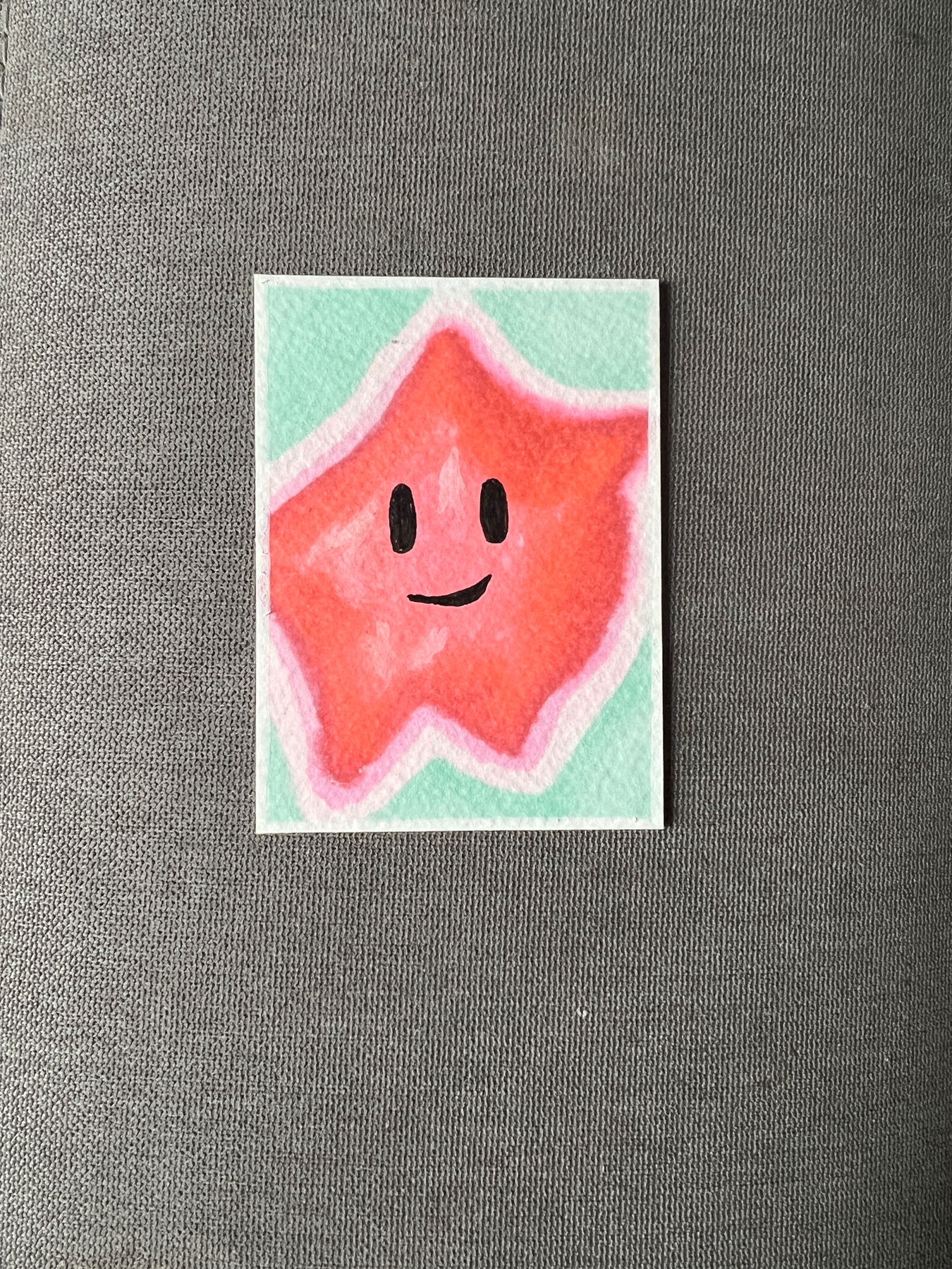 ACEO Original Super Mario Pink Glowing Star by Erica Ferlet Art 3 of 3 aceo art card
