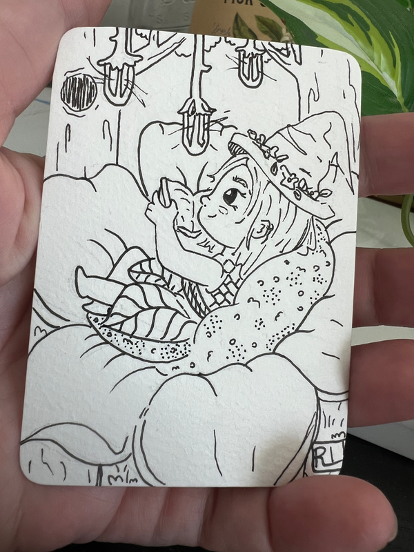 2/3 Original ACEO little witch series, 2nd card in 3 card series aceo art card
