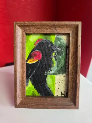 Snack Time, framed with sticker aceo art card thumbnail 2